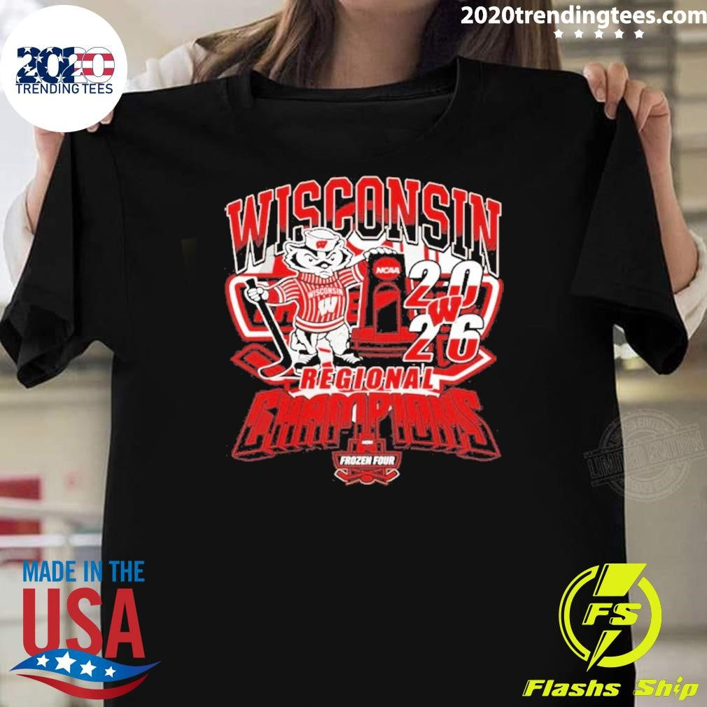 Wisconsin Badgers 2026 Ncaa Mens Hockey Regional Champions Mascot Trophy Shirt Unisex T-shirt, Sweatshirt, Hoodie, Long Sleeve Tee - T-Shirt, Sweatshirt, Hoodie