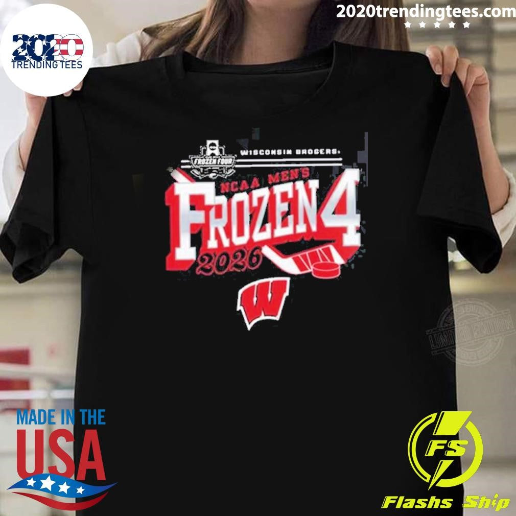 Wisconsin Badgers Mens Hockey 2026 NCAA Frozen Four Vegas Shirt Unisex T-shirt, Sweatshirt, Hoodie, Long Sleeve Tee - T-Shirt, Sweatshirt, Hoodie