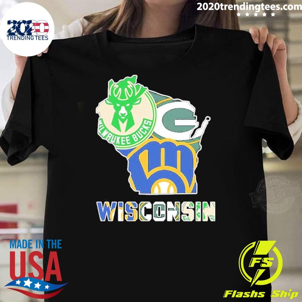 Wisconsin City Sports Logos Map 2026 Shirt Unisex T-shirt, Sweatshirt, Hoodie, Long Sleeve Tee - T-Shirt, Sweatshirt, Hoodie