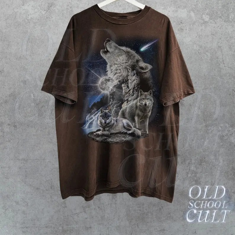 Wolf Family Vintage Howling Bark Moon Wild Free Wolves Pack Loyal Gray Wolf Dog Animal Shirt Vintage Distressed Shirts T-Shirts, Hoodie, Sweatshirt - T-Shirt, Sweatshirt, Hoodie