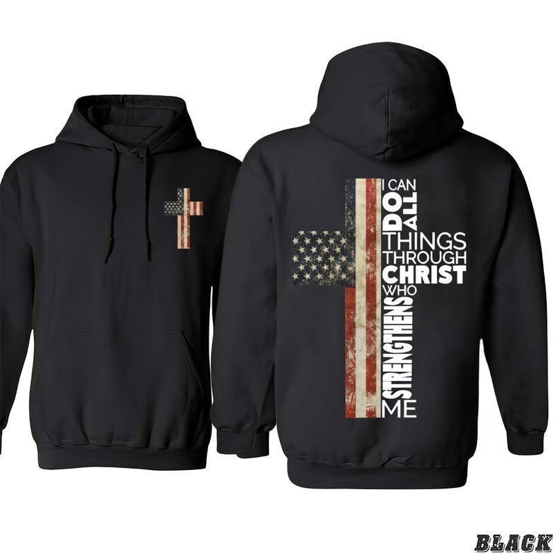 Christian American Flag Cross 2 Sides 100% Cotton T-Shirts, Hoodie, Sweatshirt - T-Shirt, Sweatshirt, Hoodie