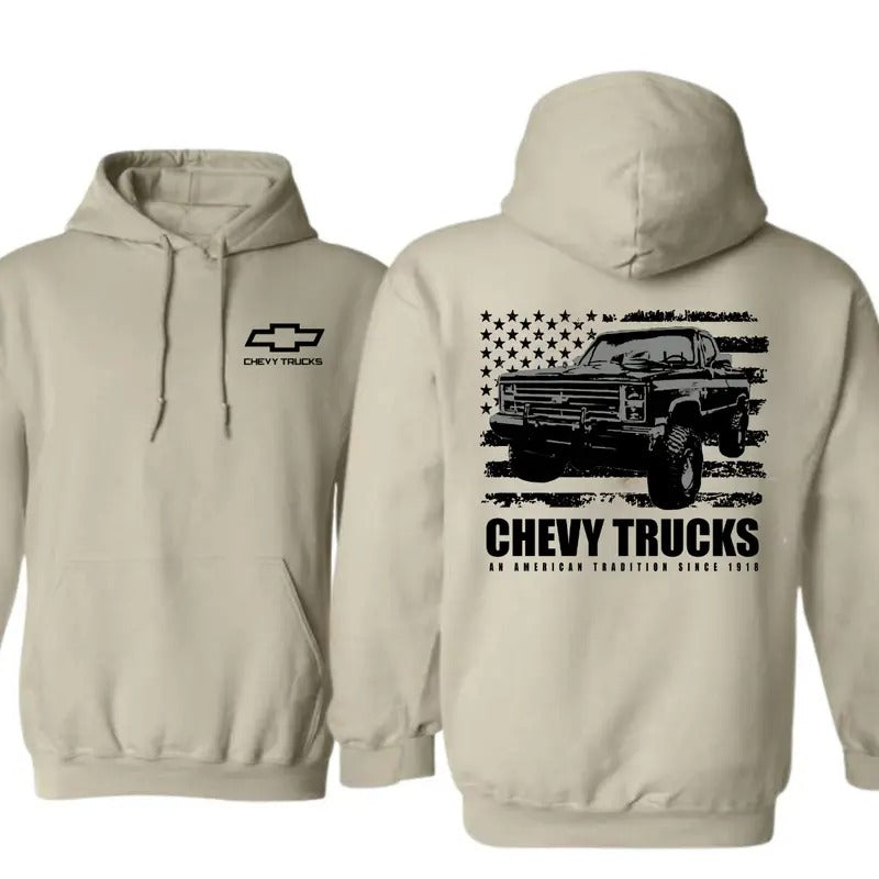 Chevy Truck American Flag 2 Sided 100% Cotton T-Shirts, Hoodie, Sweatshirt - T-Shirt, Sweatshirt, Hoodie