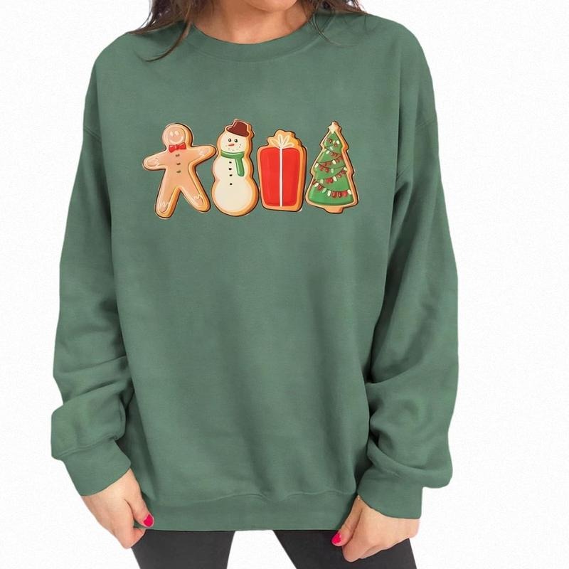 Gingerbread Snowman Cute Long Sleeve Shirts Xmas Holidays Tops Cotton Fabric T-Shirts, Hoodie, Sweatshirt - T-Shirt, Sweatshirt, Hoodie