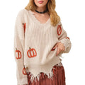 Halloween Long Sleeve V Neck Pumpkin Warm Fall Winter T-Shirts, Hoodie, Sweatshirt - T-Shirt, Sweatshirt, Hoodie