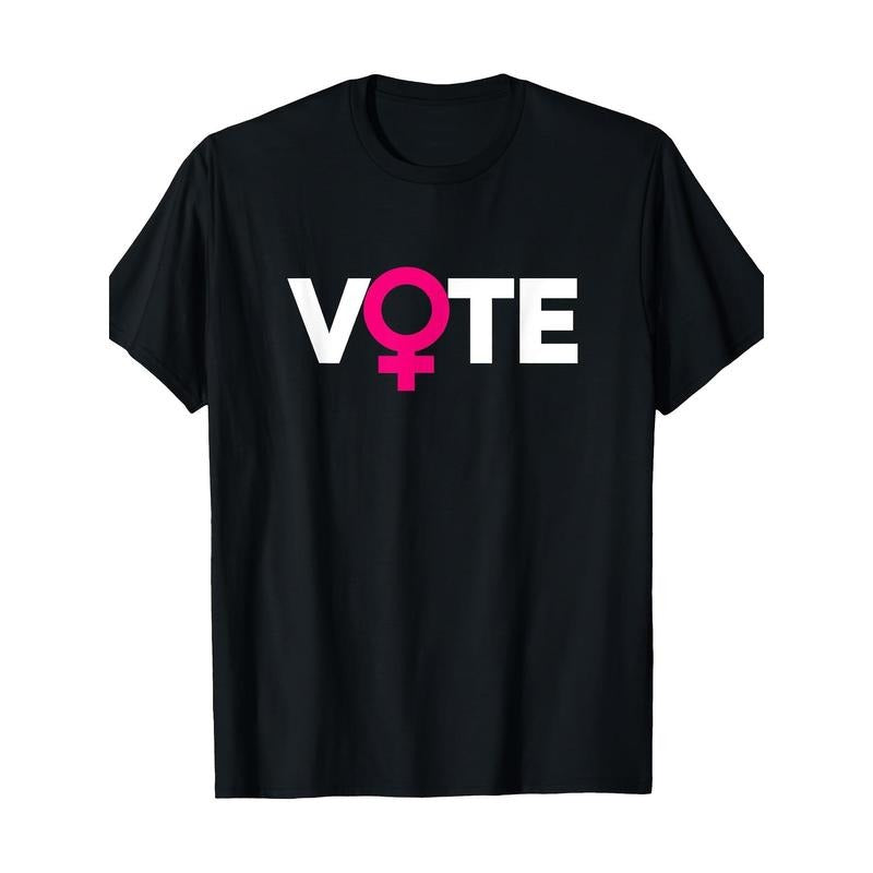 Cotton Geometric Feminist Vote Pattern 100% Cotton Crew Neck Short Sleeve Casual Digital Heat Transfer Regular Fit Made USA T-Shirts, Hoodie, Sweatshirt - T-Shirt, Sweatshirt, Hoodie