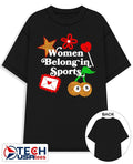 Women belong in sports 2026 stickers shirt Unisex T-shirt, Sweatshirt, Hoodie, Long Sleeve Tee - T-Shirt, Sweatshirt, Hoodie