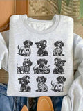 Dog Print Drop Shoulder Casual Long Sleeve Round Neck Daily Fall & Winter Clothes T-Shirts, Hoodie, Sweatshirt - T-Shirt, Sweatshirt, Hoodie