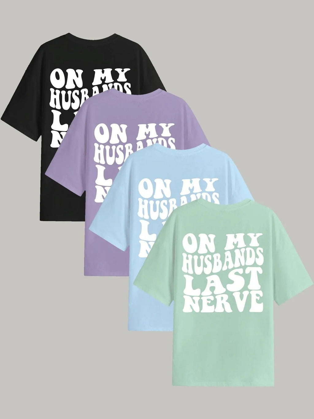" MY HUSBANDS LAST NERVE" Letter Print Round Neck Vintage Casual Half Sleeve Daily Summer T-Shirts, Hoodie, Sweatshirt - T-Shirt, Sweatshirt, Hoodie