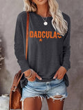 Spider & Letter Print Casual Long Sleeve Crew Neck Spring & Fall Top Daily T-Shirts, Hoodie, Sweatshirt - T-Shirt, Sweatshirt, Hoodie