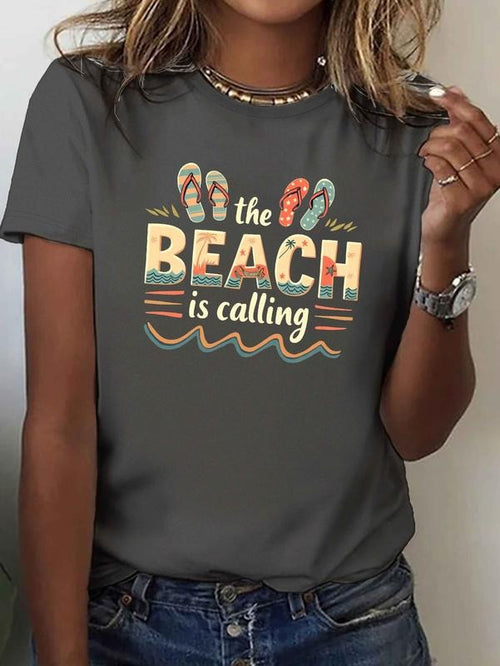 " Beach Is Calling" 100% Red Colorful Flip Flop Short Sleeve Casual Summer T-Shirts, Hoodie, Sweatshirt - T-Shirt, Sweatshirt, Hoodie