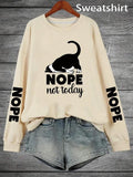 Animal & Letter Print Drop Shoulder Thermal Lined Casual Long Sleeve Round Neck Fall & Winter Clothes Daily T-Shirts, Hoodie, Sweatshirt - T-Shirt, Sweatshirt, Hoodie