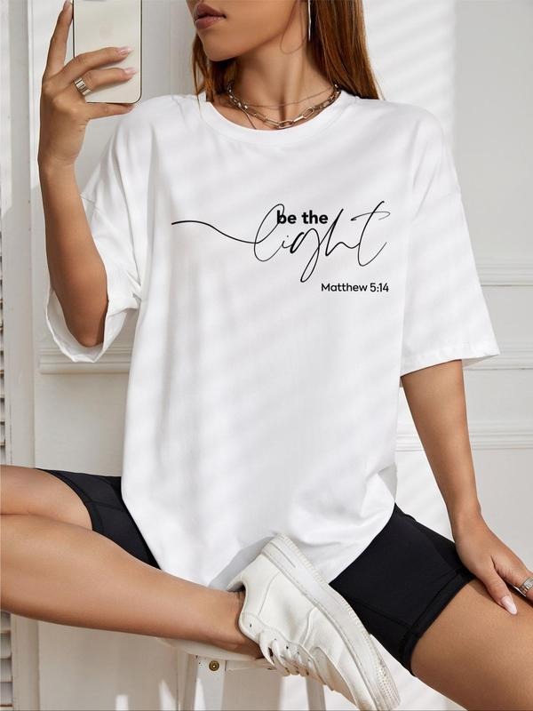 Basic Letter Print Round Neck Short Sleeve Summer Clothes Lady Casual Streetwear Comfy Crew Neck Comfort Summer Top Daily Womenswear T-Shirts, Hoodie, Sweatshirt - T-Shirt, Sweatshirt, Hoodie