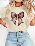 Bowknot Print Round Neck Casual Short Sleeve Summer Clothes Daily T-Shirts, Hoodie, Sweatshirt - T-Shirt, Sweatshirt, Hoodie