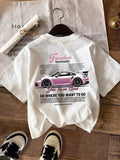 Car & Letter Print Round Neck Casual Short Sleeve Crew Neck Daily Clothes All Seasons T-Shirts, Hoodie, Sweatshirt - T-Shirt, Sweatshirt, Hoodie