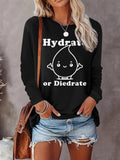Cartoon & Letter Print Round Neck Casual Long Sleeve Crew Neck Top Fall & Winter Clothes Daily T-Shirts, Hoodie, Sweatshirt - T-Shirt, Sweatshirt, Hoodie