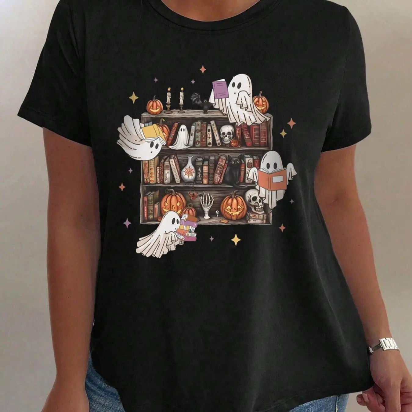 Cartoon Print Round Neck Casual Half Sleeve Crew Neck Daily Vacation Outdoor Clothes All Seasons T-Shirts, Hoodie, Sweatshirt - T-Shirt, Sweatshirt, Hoodie