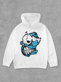 Cartoon Face Print Drop Shoulder Casual Long Sleeve Hooded Daily Outdoor Fall & Winterstyle{N002}2 T-Shirts, Hoodie, Sweatshirt - T-Shirt, Sweatshirt, Hoodie