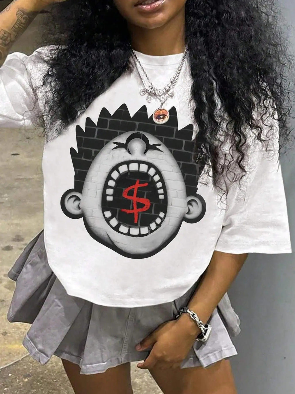 Cartoon Figure Print Round Neck Casual Short Sleeve Daily Summer Clothes T-Shirts, Hoodie, Sweatshirt - T-Shirt, Sweatshirt, Hoodie