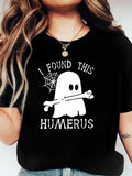 Cartoon Ghost & Letter Print Round Neck Casual Short Sleeve Halloween Daily Vacation Outdoor Clothes Summer T-Shirts, Hoodie, Sweatshirt - T-Shirt, Sweatshirt, Hoodie