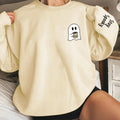 Cartoon Ghost Print Drop Shoulder Casual Long Sleeve Round Neck Fall & Winter Clothes Daily T-Shirts, Hoodie, Sweatshirt - T-Shirt, Sweatshirt, Hoodie