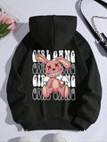 Cartoon Print Pocket Drawstring Casual Long Sleeve Hooded Fall & Winter Clothes Daily T-Shirts, Hoodie, Sweatshirt - T-Shirt, Sweatshirt, Hoodie