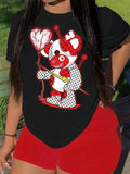 Cartoon Print Round Neck Casual Short Sleeve Summer Top Daily T-Shirts, Hoodie, Sweatshirt - T-Shirt, Sweatshirt, Hoodie