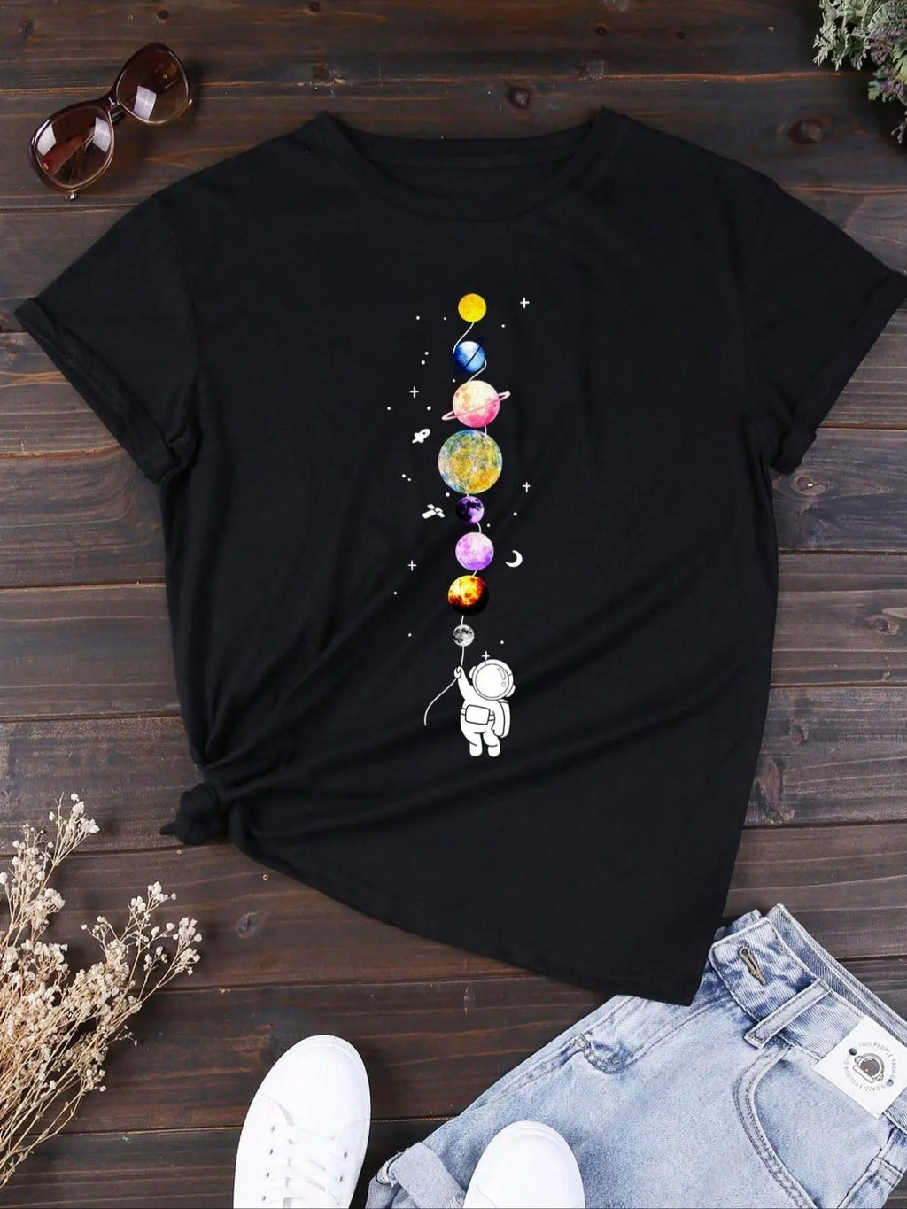 Cartoon Print Round Neck Casual Short Sleeve Daily Summer Clothes T-Shirts, Hoodie, Sweatshirt - T-Shirt, Sweatshirt, Hoodie