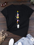 Cartoon Print Round Neck Casual Short Sleeve Daily Summer Clothes T-Shirts, Hoodie, Sweatshirt - T-Shirt, Sweatshirt, Hoodie