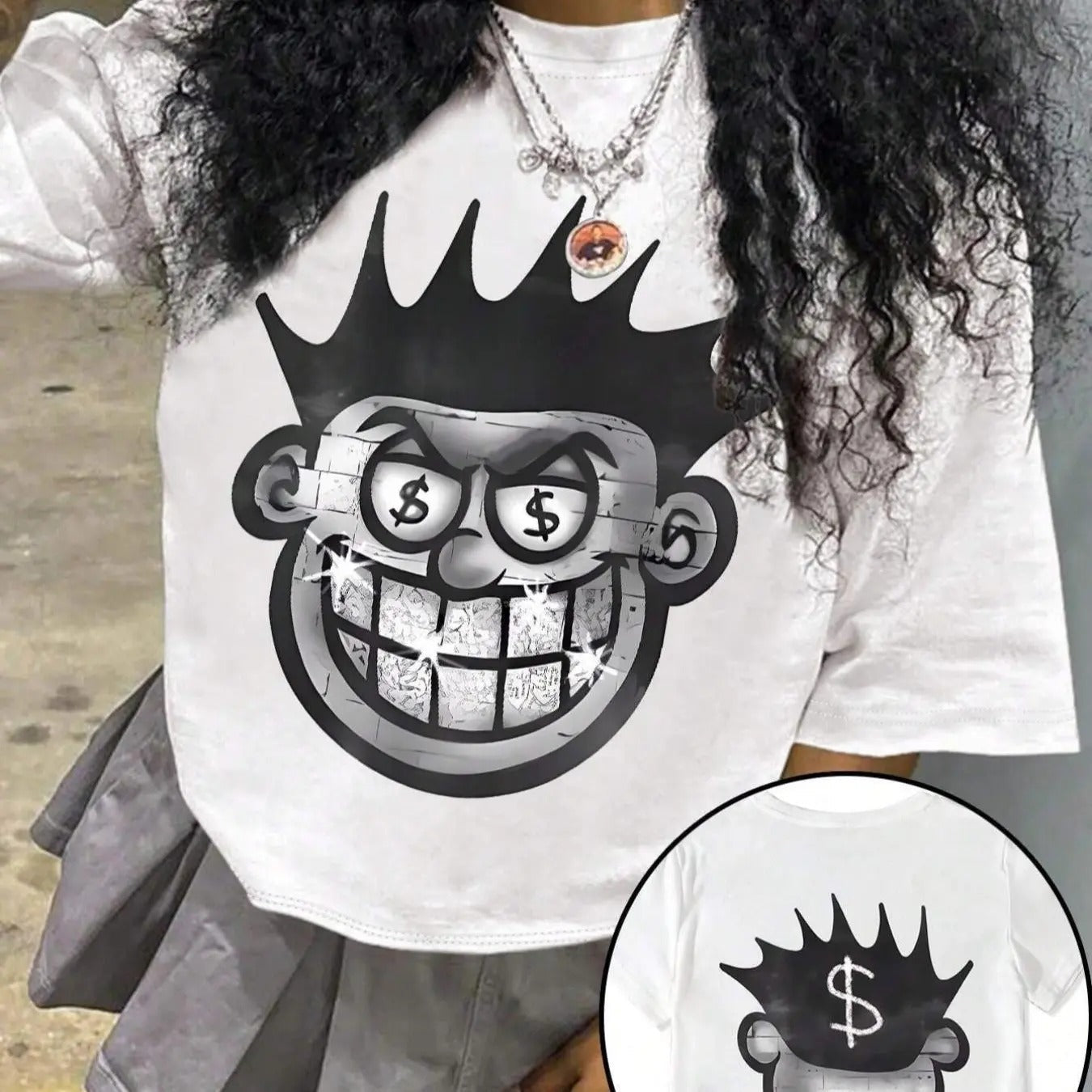 Cartoon Print Round Neck Casual Short Sleeve Summer Clothes Daily Wearstyle{N002}3 T-Shirts, Hoodie, Sweatshirt - T-Shirt, Sweatshirt, Hoodie