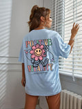 Cartoon Print Round Neck Casual Drop Shoulder Short Sleeve Daily Summer T-Shirts, Hoodie, Sweatshirt - T-Shirt, Sweatshirt, Hoodie