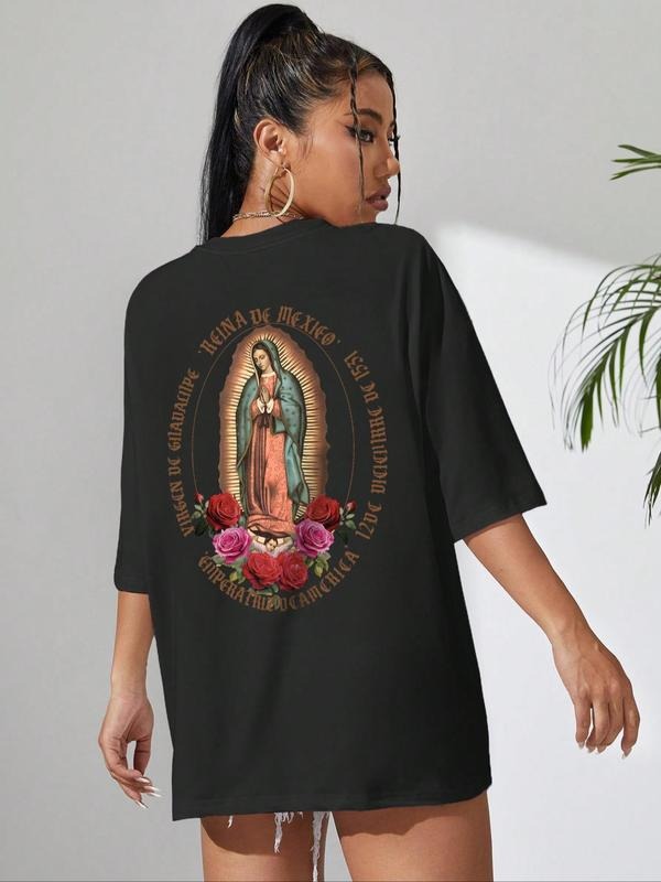 Cartoon Print Round Neck Casual Half Sleeve Daily Summer T-Shirts, Hoodie, Sweatshirt - T-Shirt, Sweatshirt, Hoodie