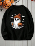 Cartoon Halloween Ghost & Pumpkin Print Round Neck Cute Casual Long Sleeve Daily Clothes All Seasons T-Shirts, Hoodie, Sweatshirt - T-Shirt, Sweatshirt, Hoodie