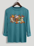 Cartoon Letter Print Long Sleeve Casual Round Neck All Seasons Clothes Daily T-Shirts, Hoodie, Sweatshirt - T-Shirt, Sweatshirt, Hoodie