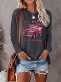Cartoon Letter Print Round Neck Casual Long Sleeve Crew Neck Spring & Fall Clothes Daily T-Shirts, Hoodie, Sweatshirt - T-Shirt, Sweatshirt, Hoodie