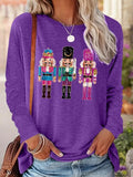 Cartoon Print Drop Shoulder Casual Long Sleeve Round Neck Fall & Winter Clothes Daily T-Shirts, Hoodie, Sweatshirt - T-Shirt, Sweatshirt, Hoodie