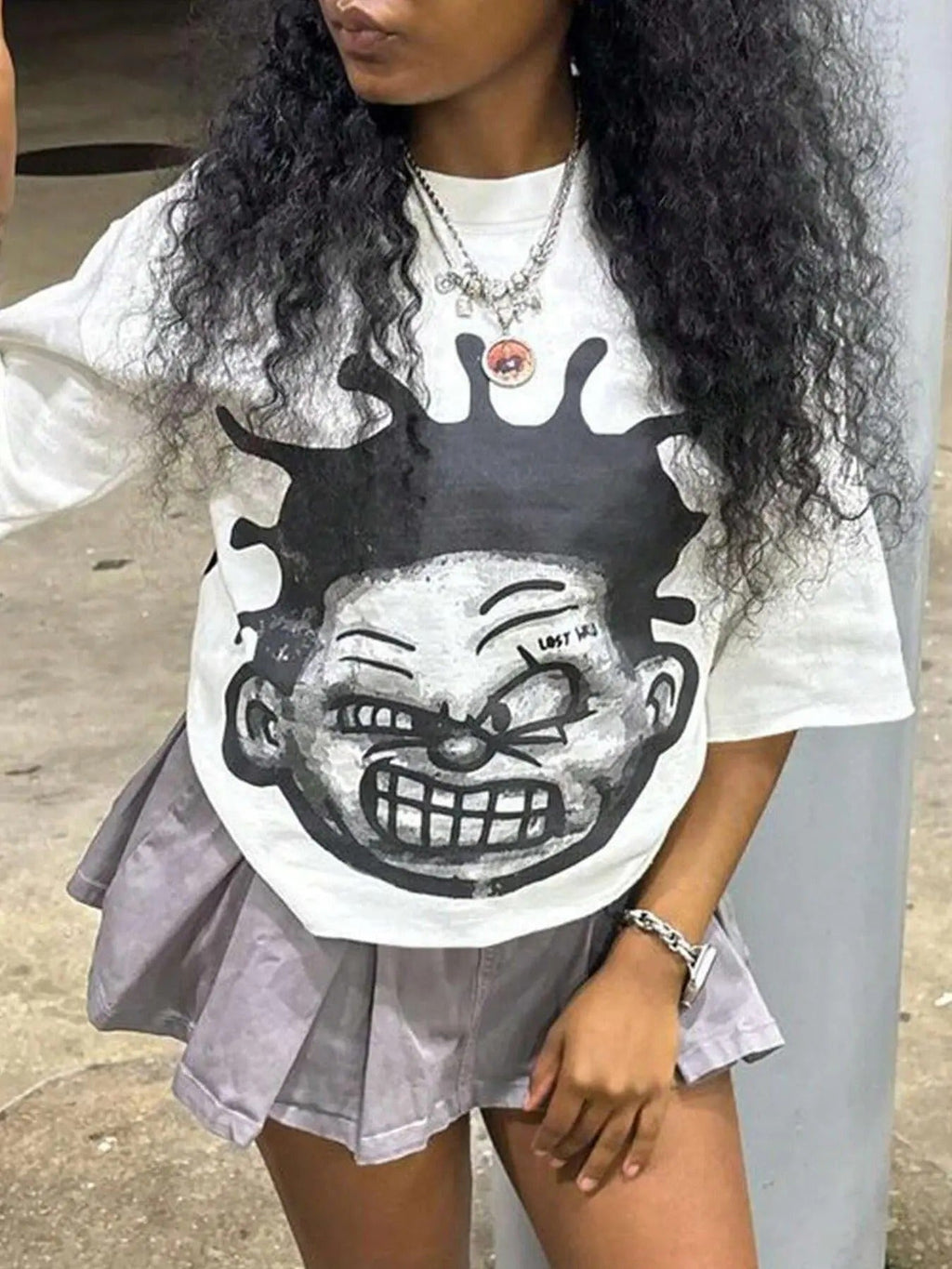 Cartoon Print Drop Shoulder Casual Crew Neck Daily Vacation Outdoor Clothes Summerstyle{N002}3 T-Shirts, Hoodie, Sweatshirt - T-Shirt, Sweatshirt, Hoodie