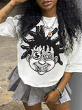 Cartoon Print Round Neck Casual Crew Neck Half Sleeve Daily Vacation Outdoor Clothes Summer T-Shirts, Hoodie, Sweatshirt - T-Shirt, Sweatshirt, Hoodie