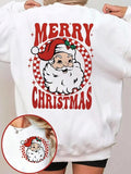 Cartoon Santa Claus Print Crew Neck 1 Count Casual Long Sleeve Daily Clothes Fall & Winter T-Shirts, Hoodie, Sweatshirt - T-Shirt, Sweatshirt, Hoodie