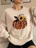 Cartoon Sunflower Print Crew Neck 1 Count Casual Long Sleeve Fall & Winter Clothes Daily T-Shirts, Hoodie, Sweatshirt - T-Shirt, Sweatshirt, Hoodie