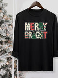 Letter Print Round Neck Casual Long Sleeve Crew Neck Fall & Winter Top Daily T-Shirts, Hoodie, Sweatshirt - T-Shirt, Sweatshirt, Hoodie
