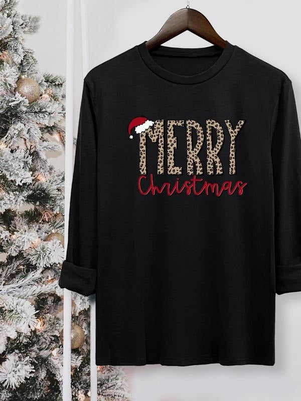 Letter Print Round Neck Casual Long Sleeve Crew Neck Fall & Winter Top Daily Wearstyle{N002}10 T-Shirts, Hoodie, Sweatshirt - T-Shirt, Sweatshirt, Hoodie