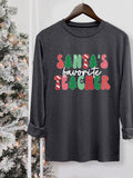 Letter Print Round Neck Casual Long Sleeve Crew Neck Fall & Winter Top Daily Wearstyle{N002}4 T-Shirts, Hoodie, Sweatshirt - T-Shirt, Sweatshirt, Hoodie