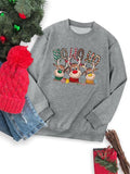 Reindeer Print Crew Neck Casual Long Sleeve Daily Fall & Winter Clothes T-Shirts, Hoodie, Sweatshirt - T-Shirt, Sweatshirt, Hoodie
