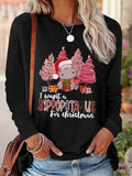 Themed Cartoon Print Round Neck Casual Long Sleeve Crew Neck Fall & Winter Clothes Daily T-Shirts, Hoodie, Sweatshirt - T-Shirt, Sweatshirt, Hoodie