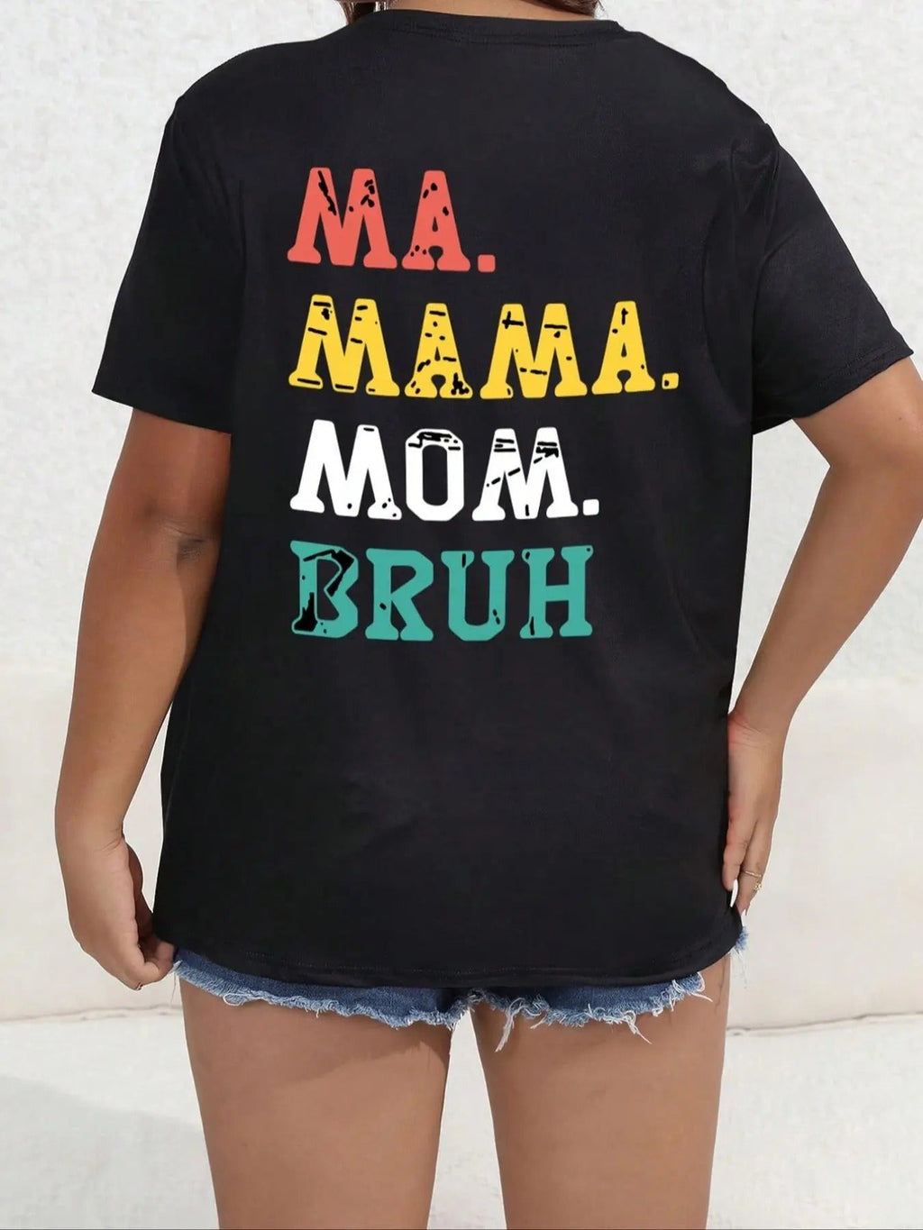 Colorful Letter Print Round Neck Casual Short Sleeve Summer Daily T-Shirts, Hoodie, Sweatshirt - T-Shirt, Sweatshirt, Hoodie
