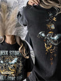 Dragon & Book Print Round Neck Casual Short Sleeve Daily Summer Clothes Top T-Shirts, Hoodie, Sweatshirt - T-Shirt, Sweatshirt, Hoodie