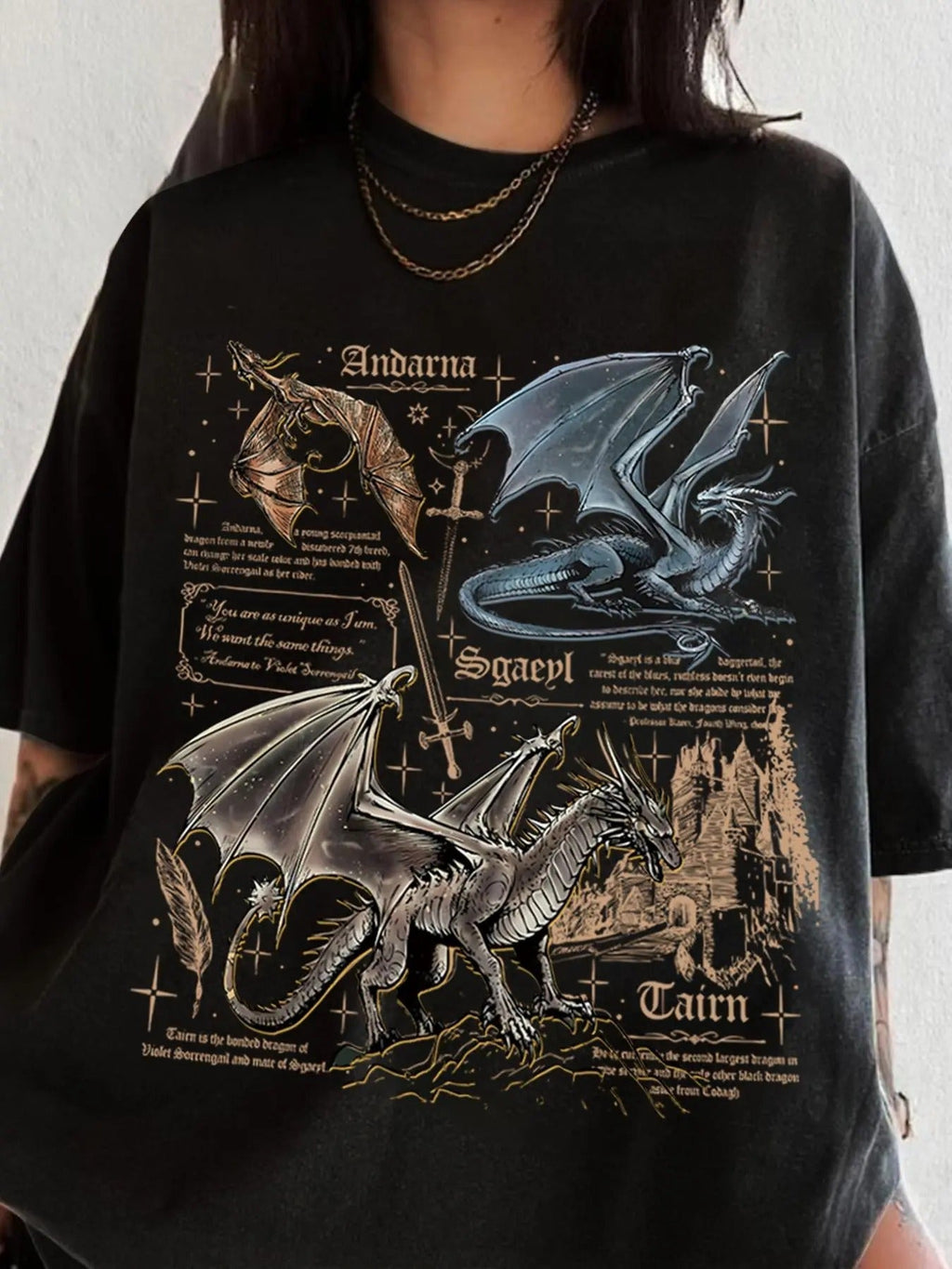 Dragon & Letter Print Round Neck Casual Short Sleeve Daily Tops Summer T-Shirts, Hoodie, Sweatshirt - T-Shirt, Sweatshirt, Hoodie