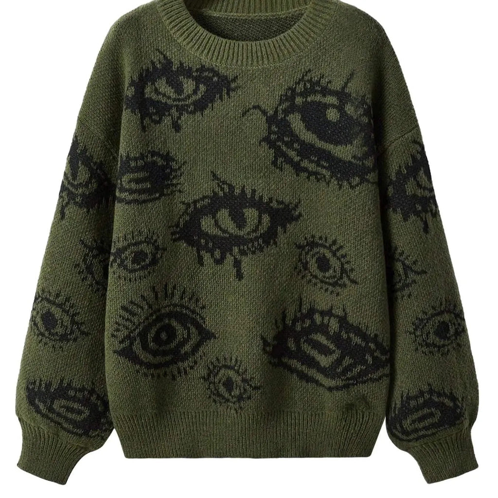 Eye Print Drop Shoulder Casual Long Sleeve Round Neck Jumper Fall & Winter ' Knitwear Daily T-Shirts, Hoodie, Sweatshirt - T-Shirt, Sweatshirt, Hoodie