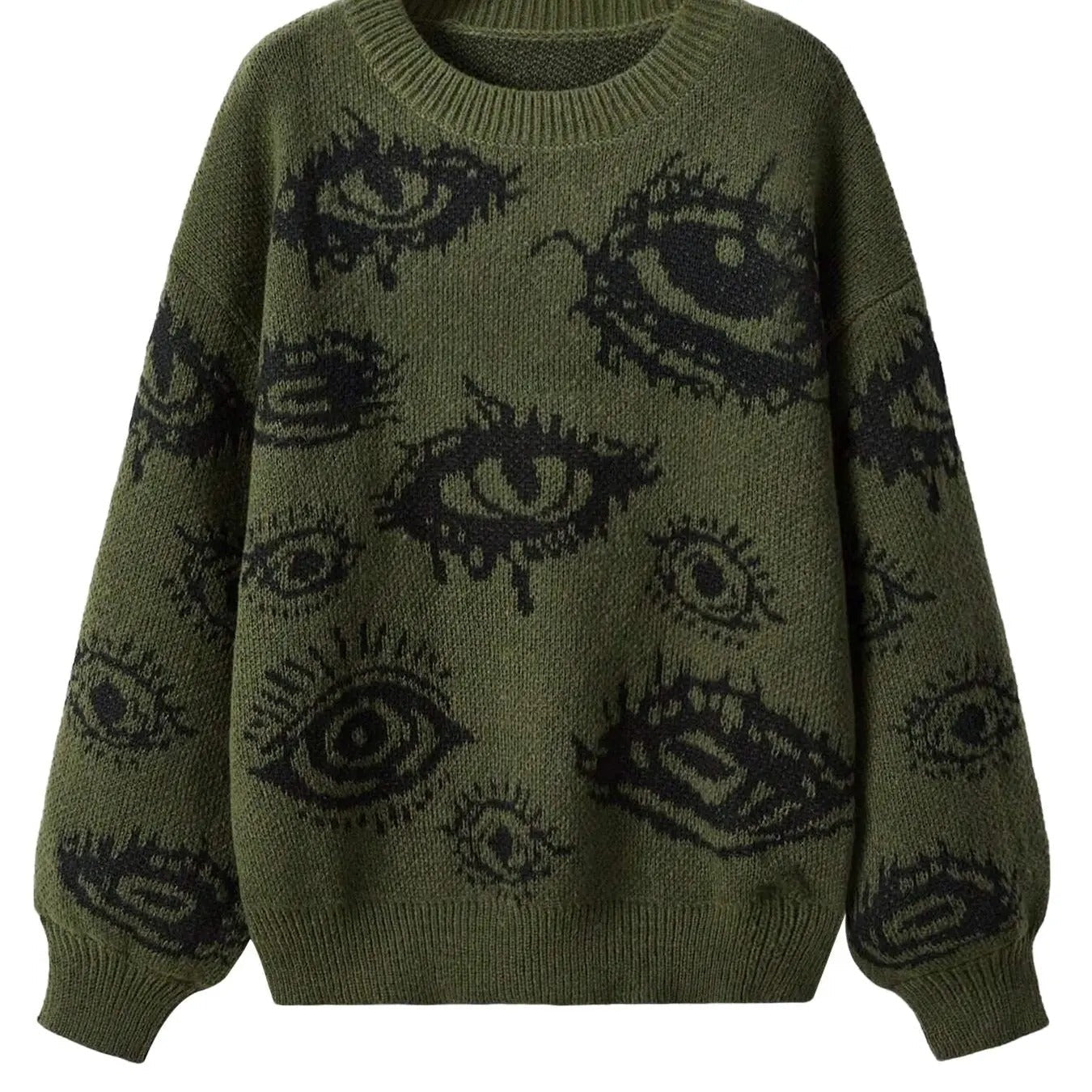 Eye Print Drop Shoulder Casual Long Sleeve Round Neck Jumper Fall & Winter ' Knitwear Daily T-Shirts, Hoodie, Sweatshirt - T-Shirt, Sweatshirt, Hoodie