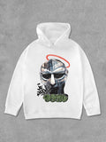 Face Print Drop Shoulder Casual Long Sleeve Hooded Daily Outdoor Fall & Winter T-Shirts, Hoodie, Sweatshirt - T-Shirt, Sweatshirt, Hoodie